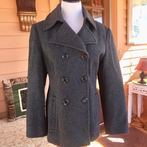 Gray wool-blend pea coat jacket - Sz 14-16